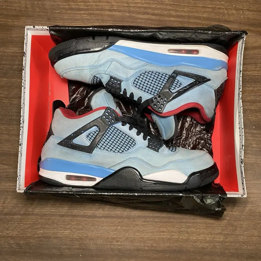 Men's Air Jordan 4 Retro Travis Scott Cactus Jack Blue Size 12 Shoe (308497-406)